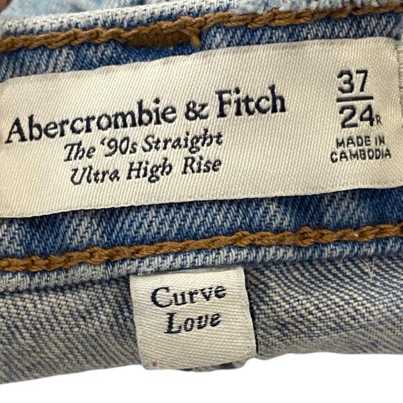 Abercrombie & Fitch Curve Love The 90’s Straight Ultra High Rise Jeans Size 24 - Picture 3 of 7
